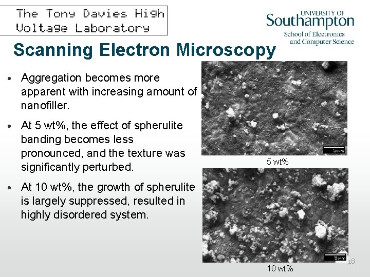 Scanning Electron Microscopy • Aggregation becomes more apparent with increasing amount of nanofiller. •