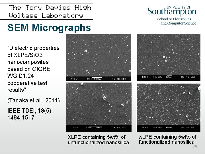 SEM Micrographs “Dielectric properties of XLPE/Si. O 2 nanocomposites based on CIGRE WG D