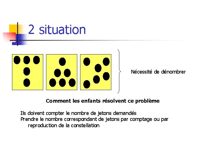 2 situation Nécessité de dénombrer Comment les enfants résolvent ce problème Ils doivent compter