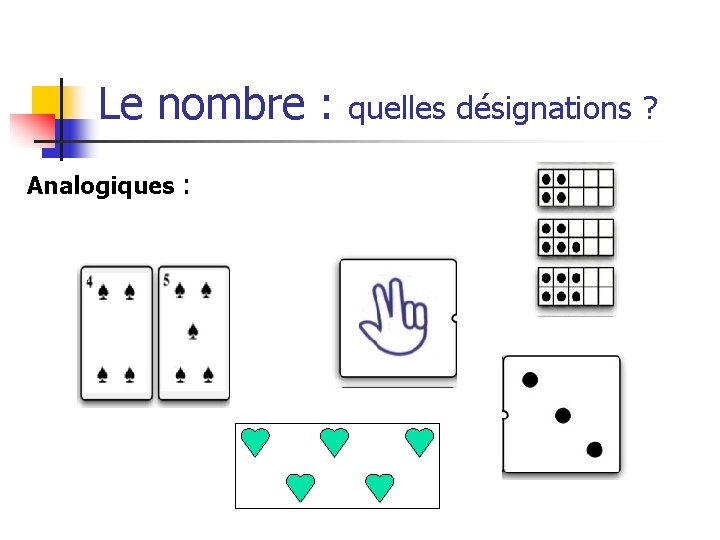 Le nombre : quelles désignations ? Analogiques : 