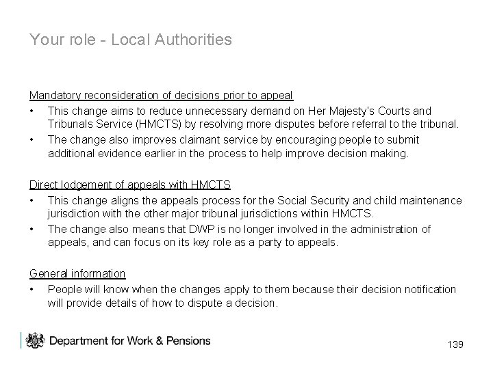 Your role - Local Authorities Appeals Reform Mandatory reconsideration of decisions prior to appeal