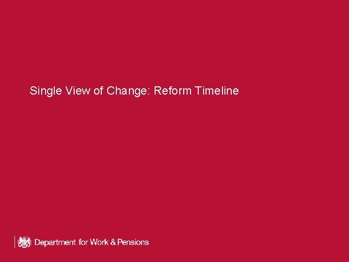 Single View of Change: Reform Timeline 