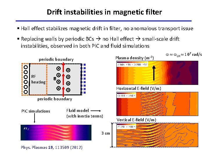 Drift instabilities in magnetic filter § Hall effect stabilizes magnetic drift in filter, no