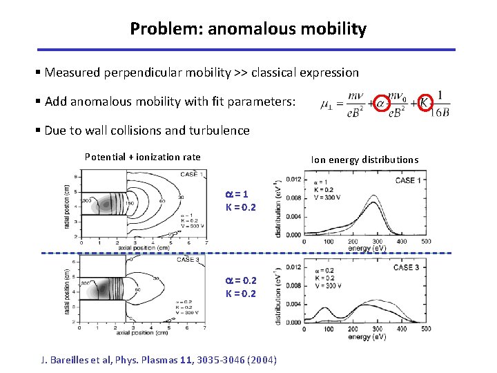 Problem: anomalous mobility § Measured perpendicular mobility >> classical expression § Add anomalous mobility