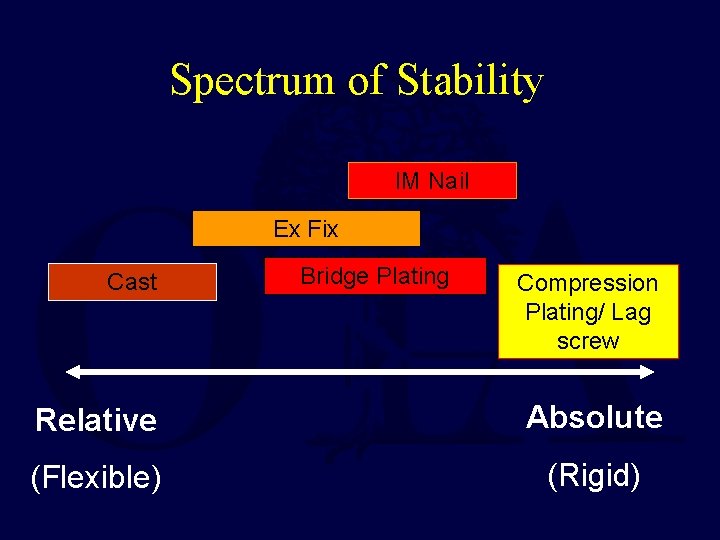 Spectrum of Stability IM Nail Ex Fix Cast Bridge Plating Compression Plating/ Lag screw