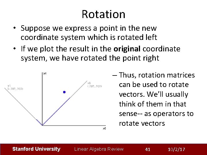 Rotation • Suppose we express a point in the new coordinate system which is