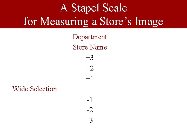 A Stapel Scale for Measuring a Store’s Image Department Store Name +3 +2 +1