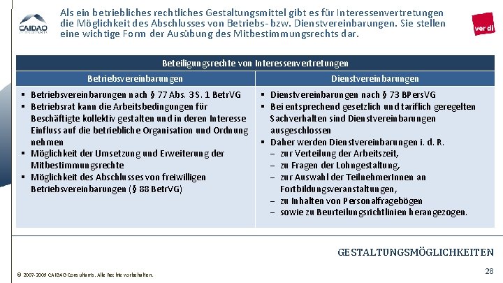 Als ein betriebliches rechtliches Gestaltungsmittel gibt es für Interessenvertretungen die Möglichkeit des Abschlusses von