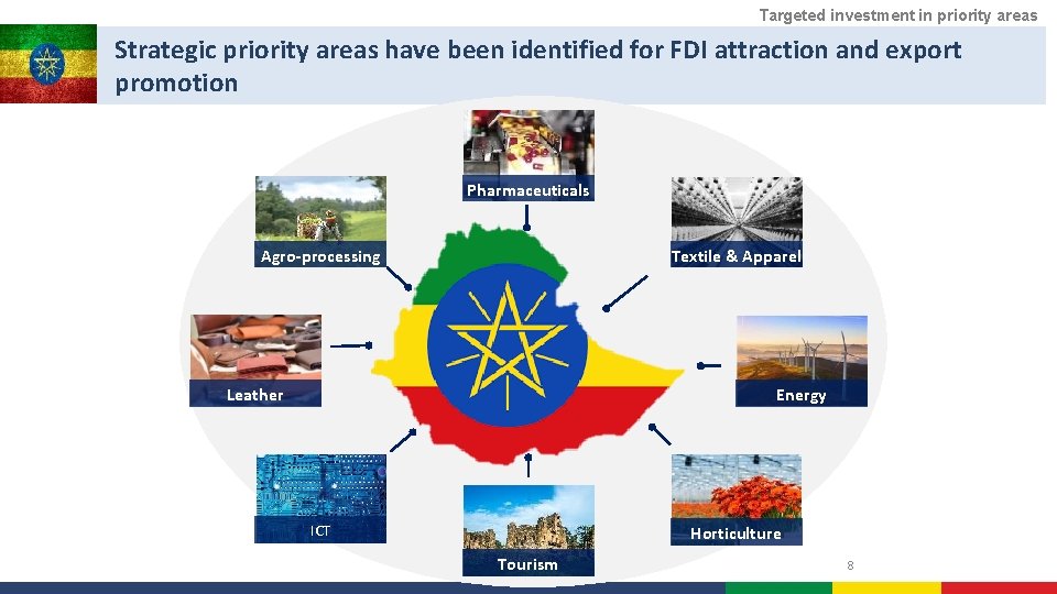 Targeted investment in priority areas Strategic priority areas have been identified for FDI attraction