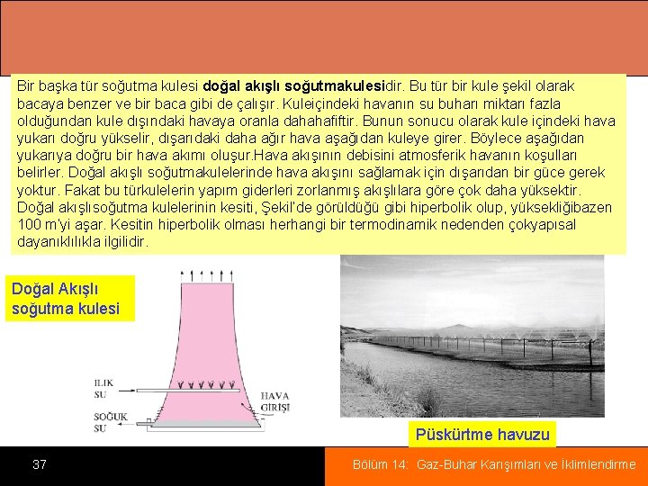 Bir başka tür soğutma kulesi doğal akışlı soğutmakulesidir. Bu tür bir kule şekil olarak