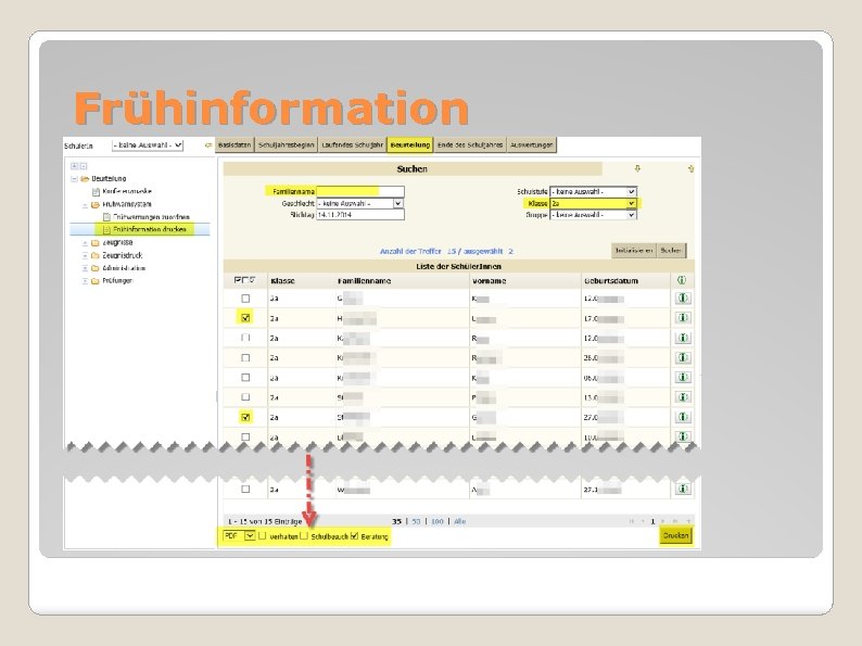 Frühinformation Verhalten, Pflichten, Erziehungssituation (§ 19. 4) 