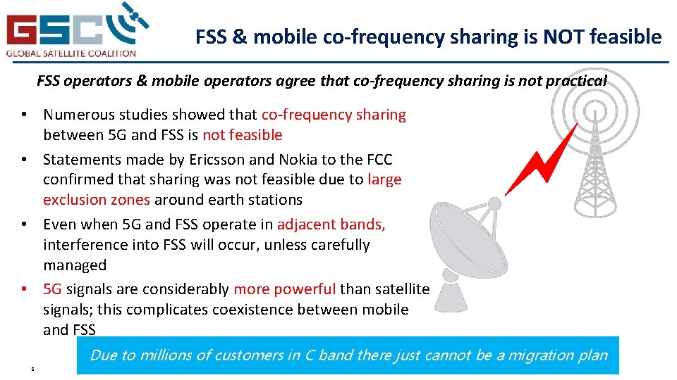 FSS & mobile co-frequency sharing is NOT feasible FSS operators & mobile operators agree