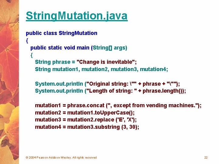 String. Mutation. java public class String. Mutation { public static void main (String[] args)