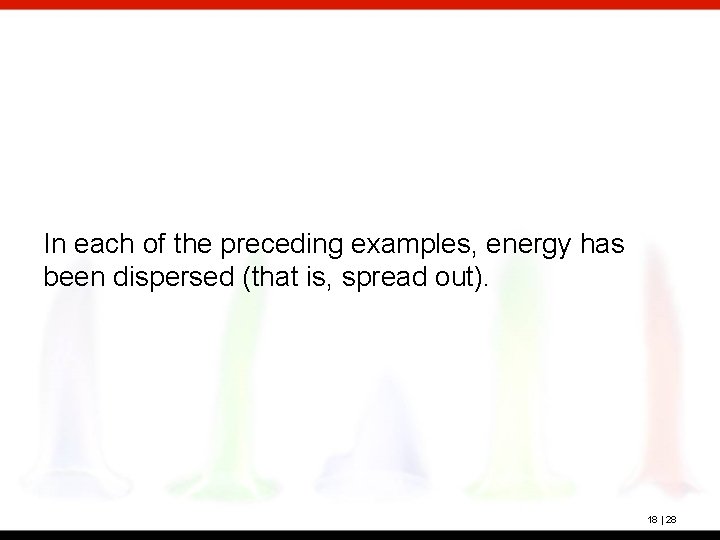 In each of the preceding examples, energy has been dispersed (that is, spread out).