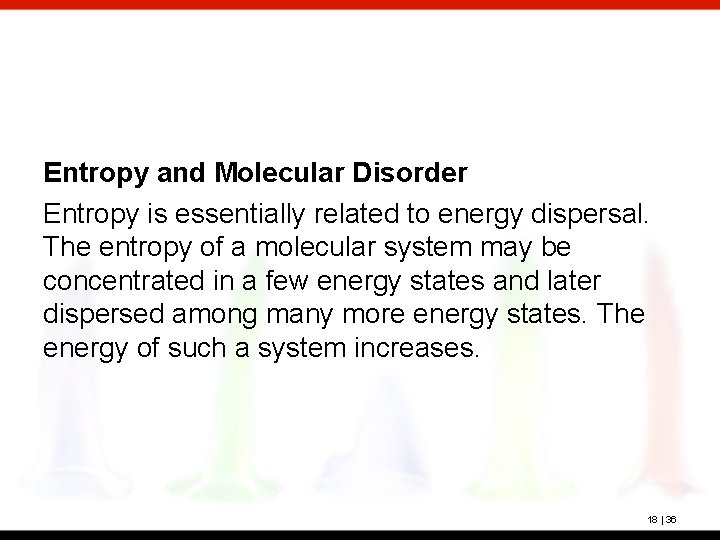 Entropy and Molecular Disorder Entropy is essentially related to energy dispersal. The entropy of