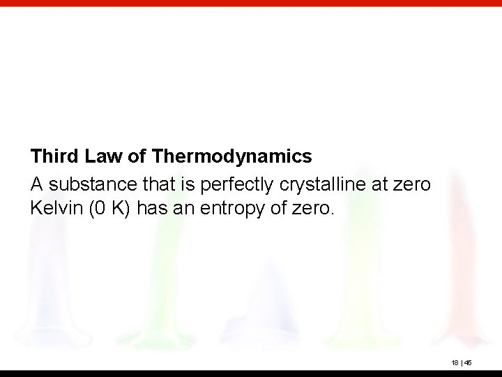 Third Law of Thermodynamics A substance that is perfectly crystalline at zero Kelvin (0