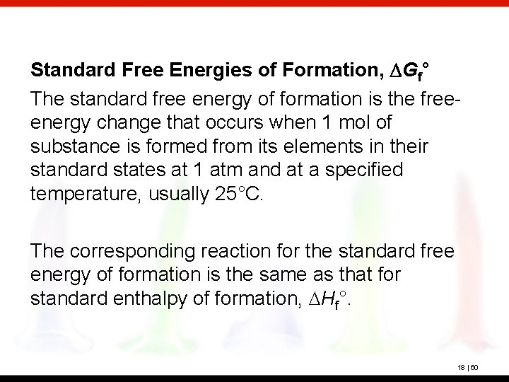 Standard Free Energies of Formation, DGf° The standard free energy of formation is the