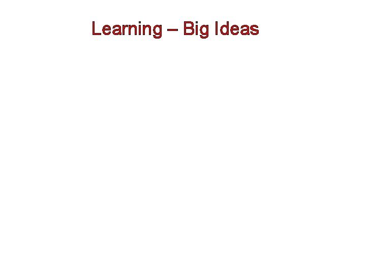 Learning – Big Ideas 