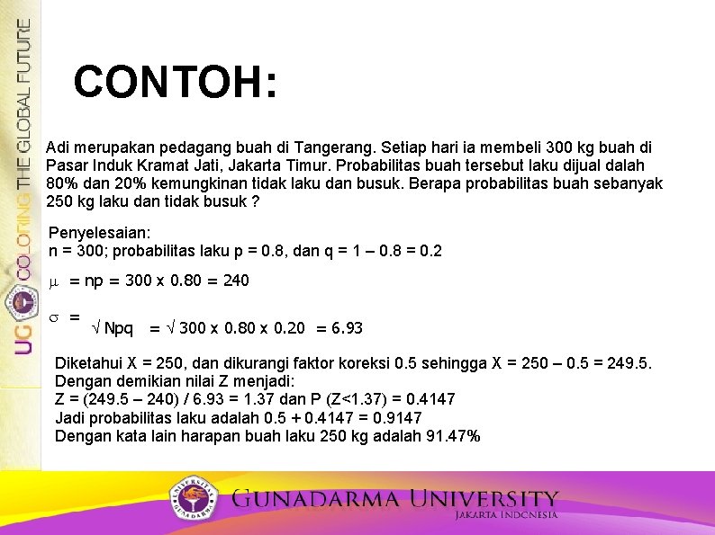 CONTOH: Adi merupakan pedagang buah di Tangerang. Setiap hari ia membeli 300 kg buah
