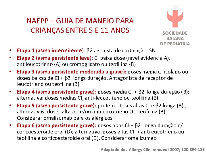 NAEPP – GUIA DE MANEJO PARA CRIANÇAS ENTRE 5 E 11 ANOS • Etapa