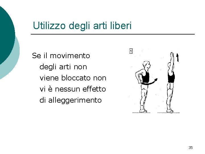 Utilizzo degli arti liberi Se il movimento degli arti non viene bloccato non vi Utilizzo degli arti liberi Se il movimento degli arti non viene bloccato non vi