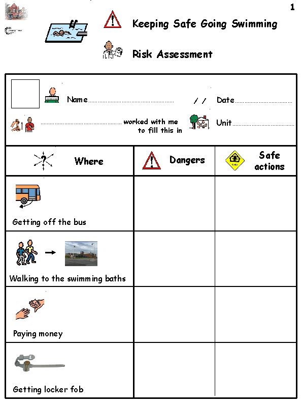 1 Keeping Safe Going Swimming Risk Assessment Name……………………… worked with me to fill this