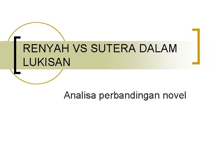 RENYAH VS SUTERA DALAM LUKISAN Analisa perbandingan novel 