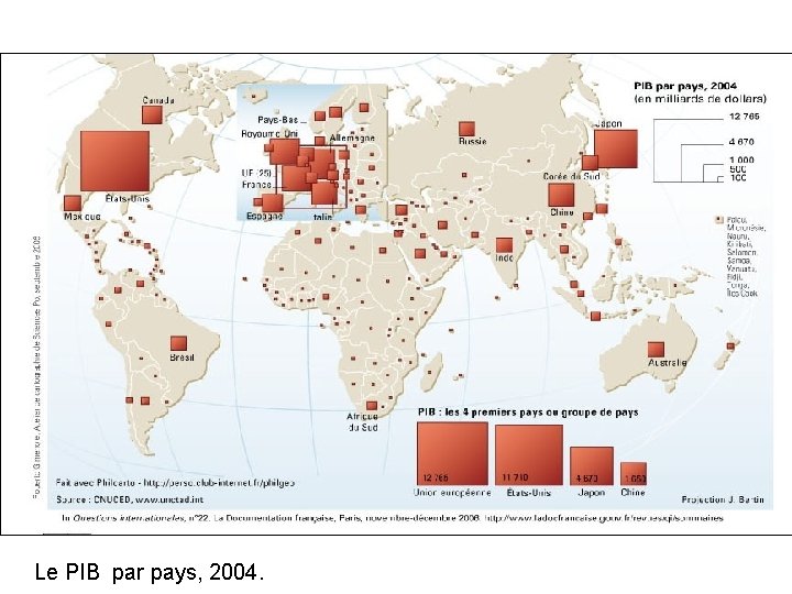 Le PIB par pays, 2004. 