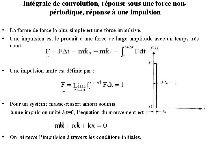 Intégrale de convolution, réponse sous une force nonpériodique, réponse à une impulsion • La