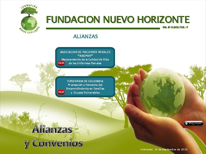 FUNDACION NUEVO HORIZONTE Nit. 815. 003. 723. -7 ALIANZAS ASOCIACION DE PACIENTES RENALES “ASOPAR”