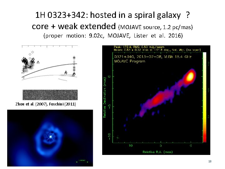 1 H 0323+342: hosted in a spiral galaxy ? core + weak extended (MOJAVE