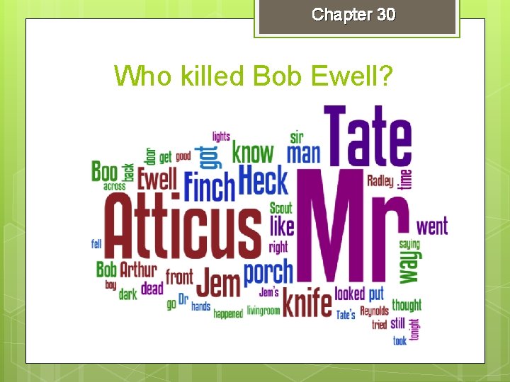 Chapter 30 Who killed Bob Ewell? 