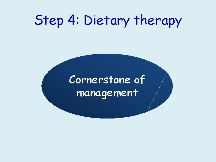 Step 4: Dietary therapy Cornerstone of management 