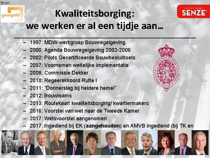 Bron: Kwaliteitsborging: we werken er al een tijdje aan… – – – 1997: MDW-werkgroep