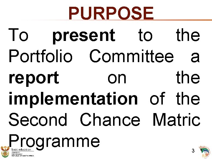PURPOSE To present to the Portfolio Committee a report on the implementation of the