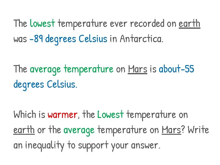 The lowest temperature ever recorded on earth was -89 degrees Celsius in Antarctica. The