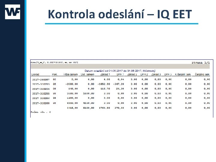 Kontrola odeslání – IQ EET 