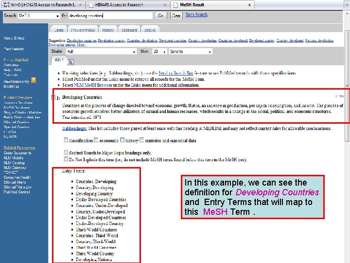 Me. SH – Developing countries 2 In this example, we can see the definition