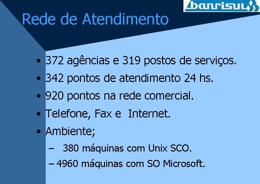 Rede de Atendimento • 372 agências e 319 postos de serviços. • 342 pontos