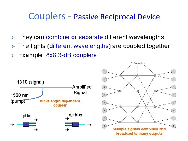 Couplers - Passive Reciprocal Device Ø Ø Ø They can combine or separate different