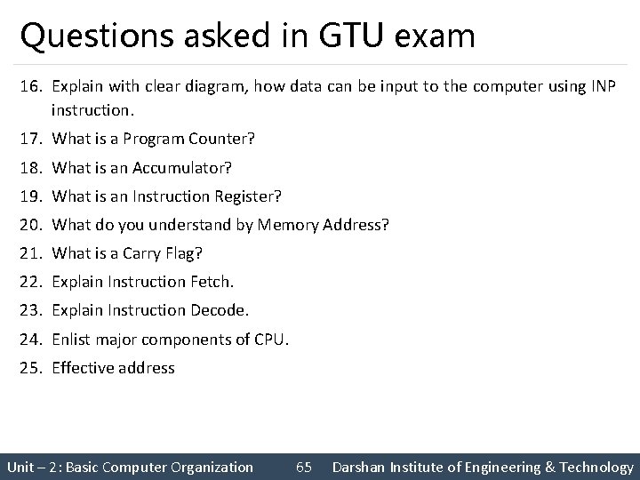 Questions asked in GTU exam 16. Explain with clear diagram, how data can be