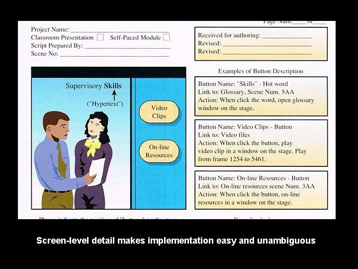 Screen-level detail makes implementation easy and unambiguous 