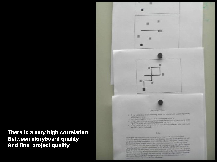 There is a very high correlation Between storyboard quality And final project quality 