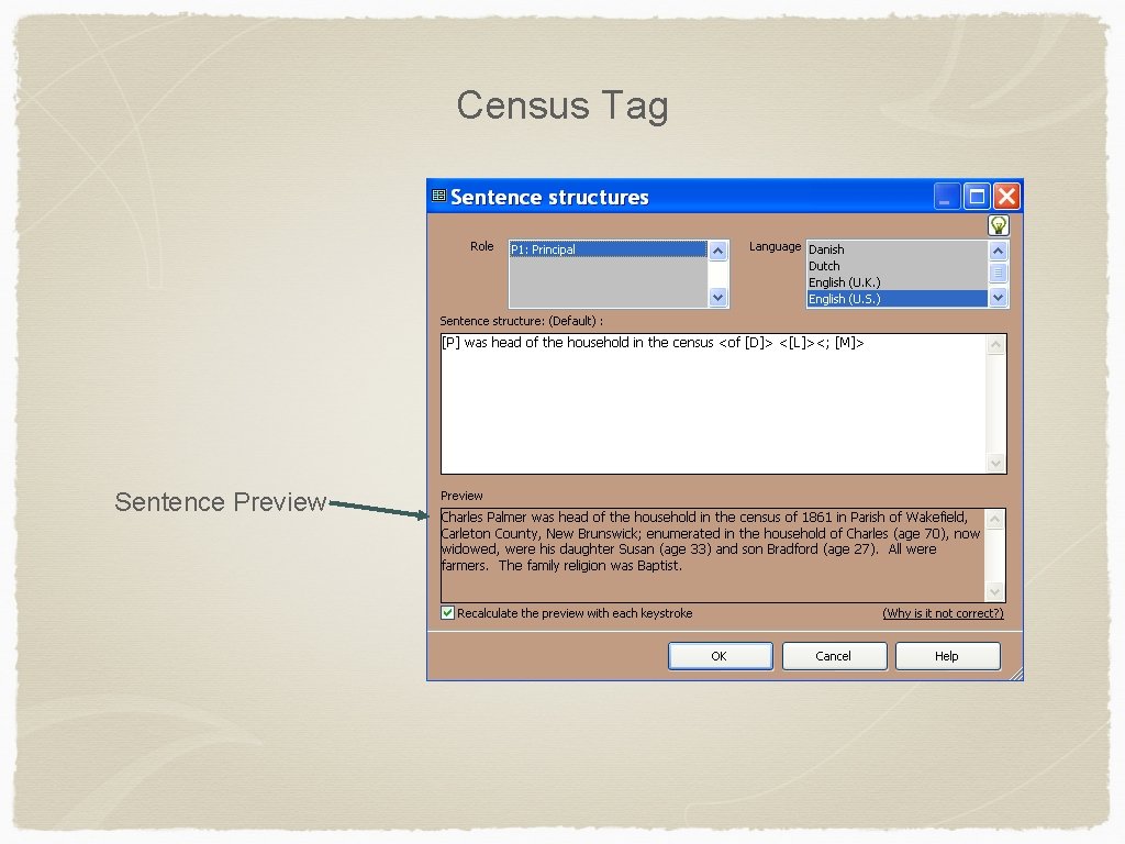 Census Tag Sentence Preview 