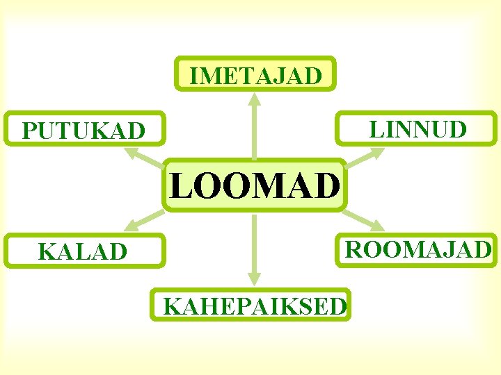 IMETAJAD LINNUD PUTUKAD LOOMAD KALAD ROOMAJAD KAHEPAIKSED 
