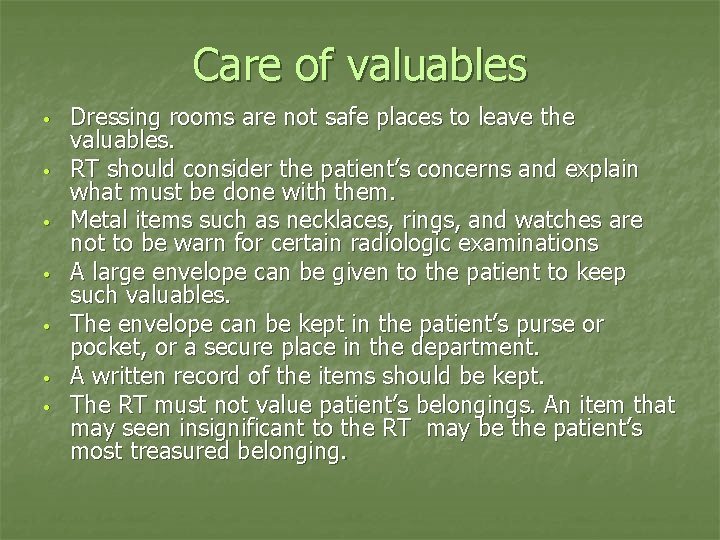Care of valuables • • Dressing rooms are not safe places to leave the