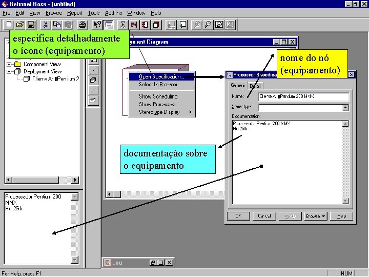 especifica detalhadamente o ícone (equipamento) nome do nó (equipamento) documentação sobre o equipamento 