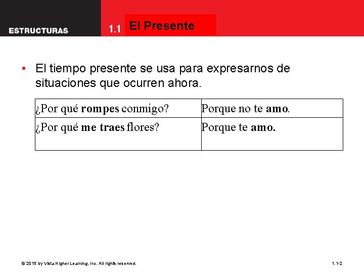 El Presente 1. 1 The present tense • El tiempo presente se usa para El Presente 1. 1 The present tense • El tiempo presente se usa para