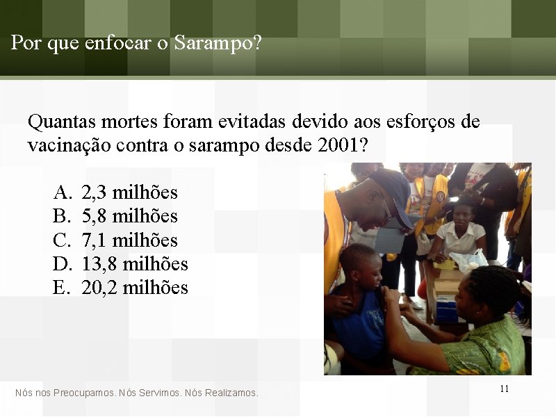Por que enfocar o Sarampo? Quantas mortes foram evitadas devido aos esforços de vacinação