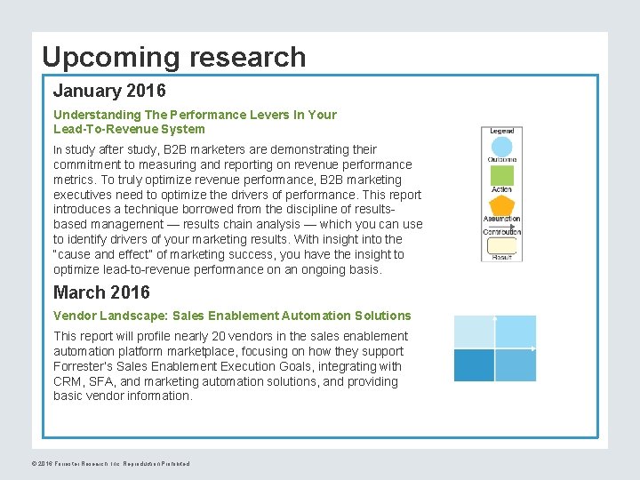 Upcoming research January 2016 Understanding The Performance Levers In Your Lead-To-Revenue System In study